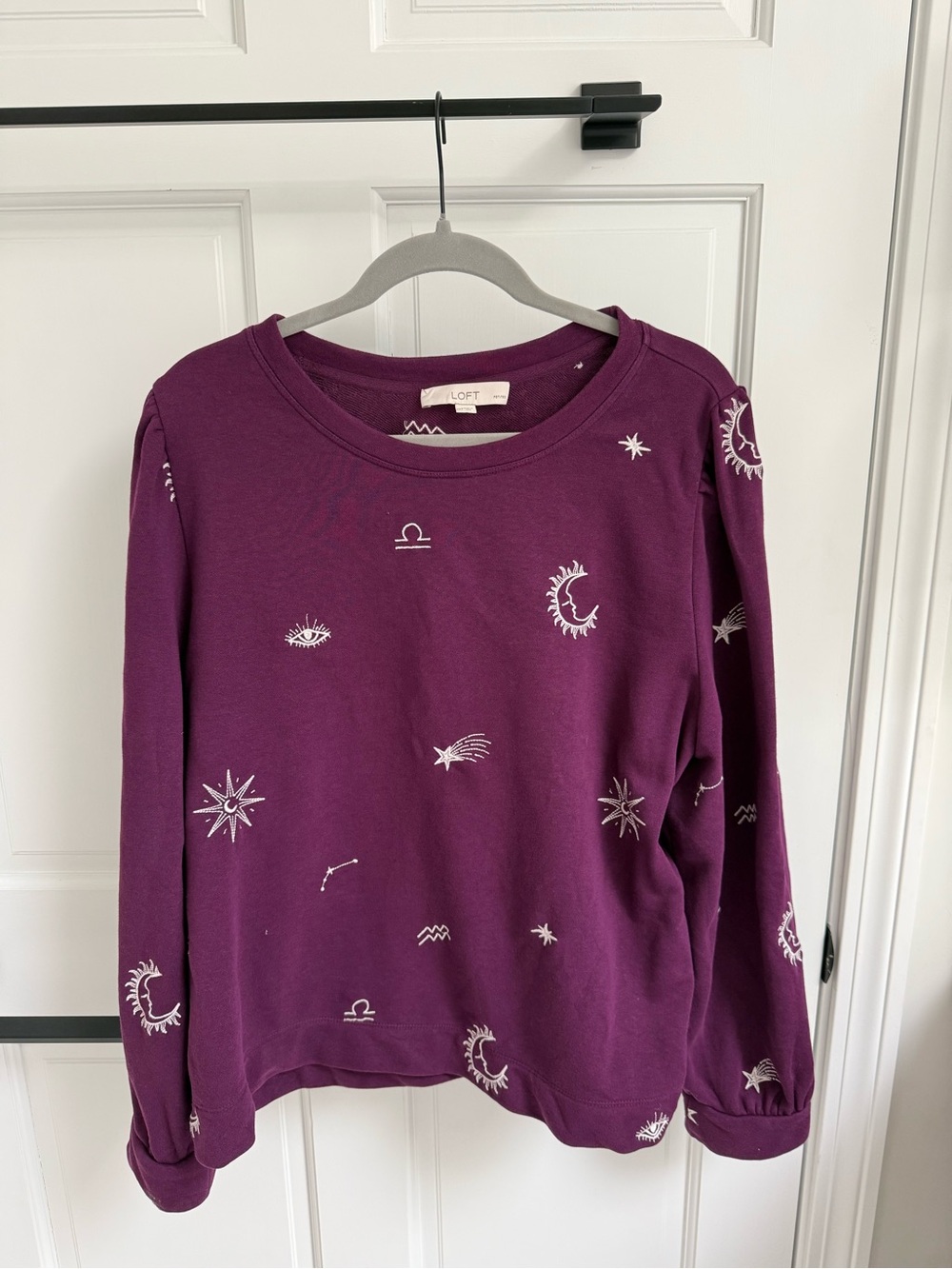 LOFT Purple Celestial Print Sweatshirt